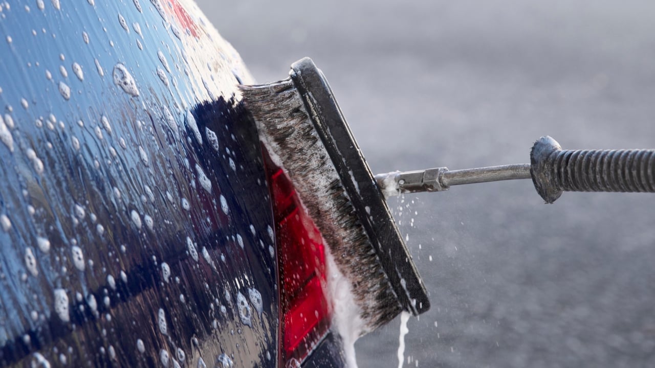 Close up car care washing