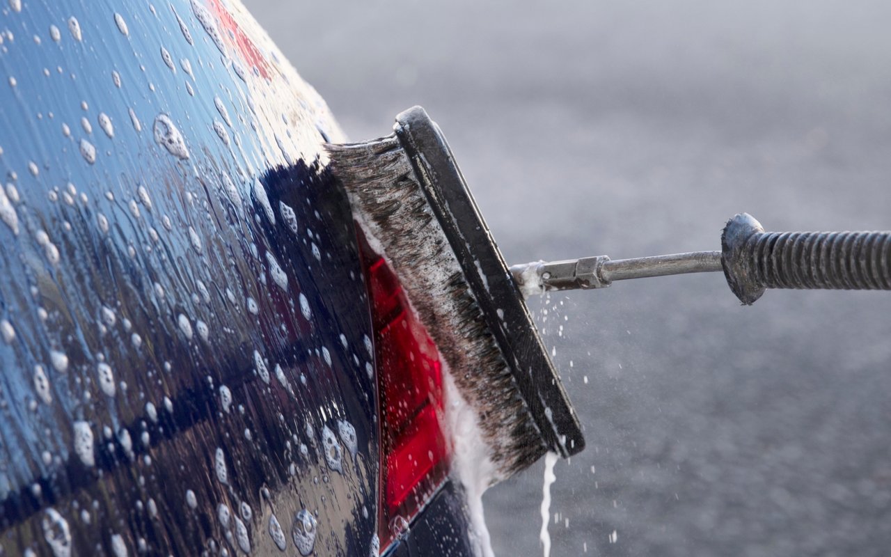 Close up car care washing