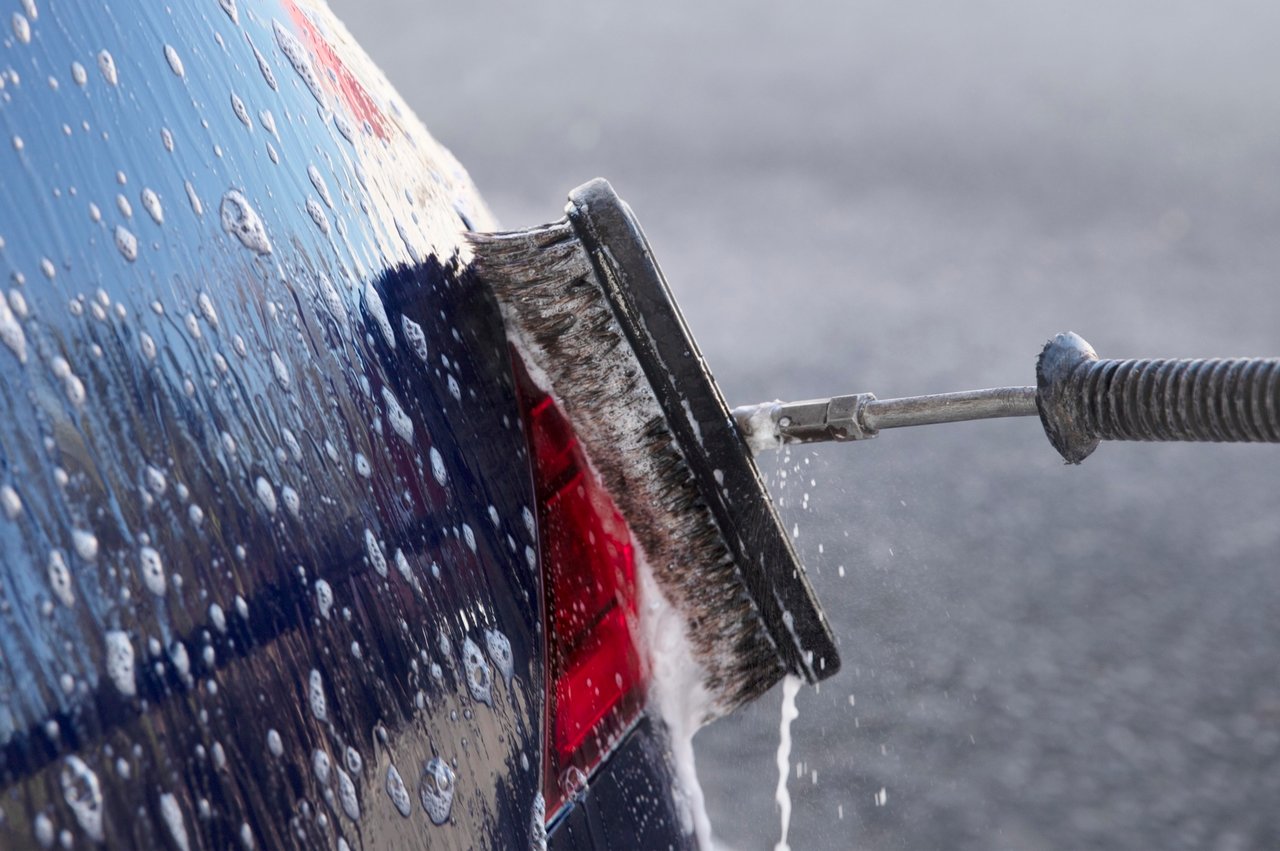Close up car care washing