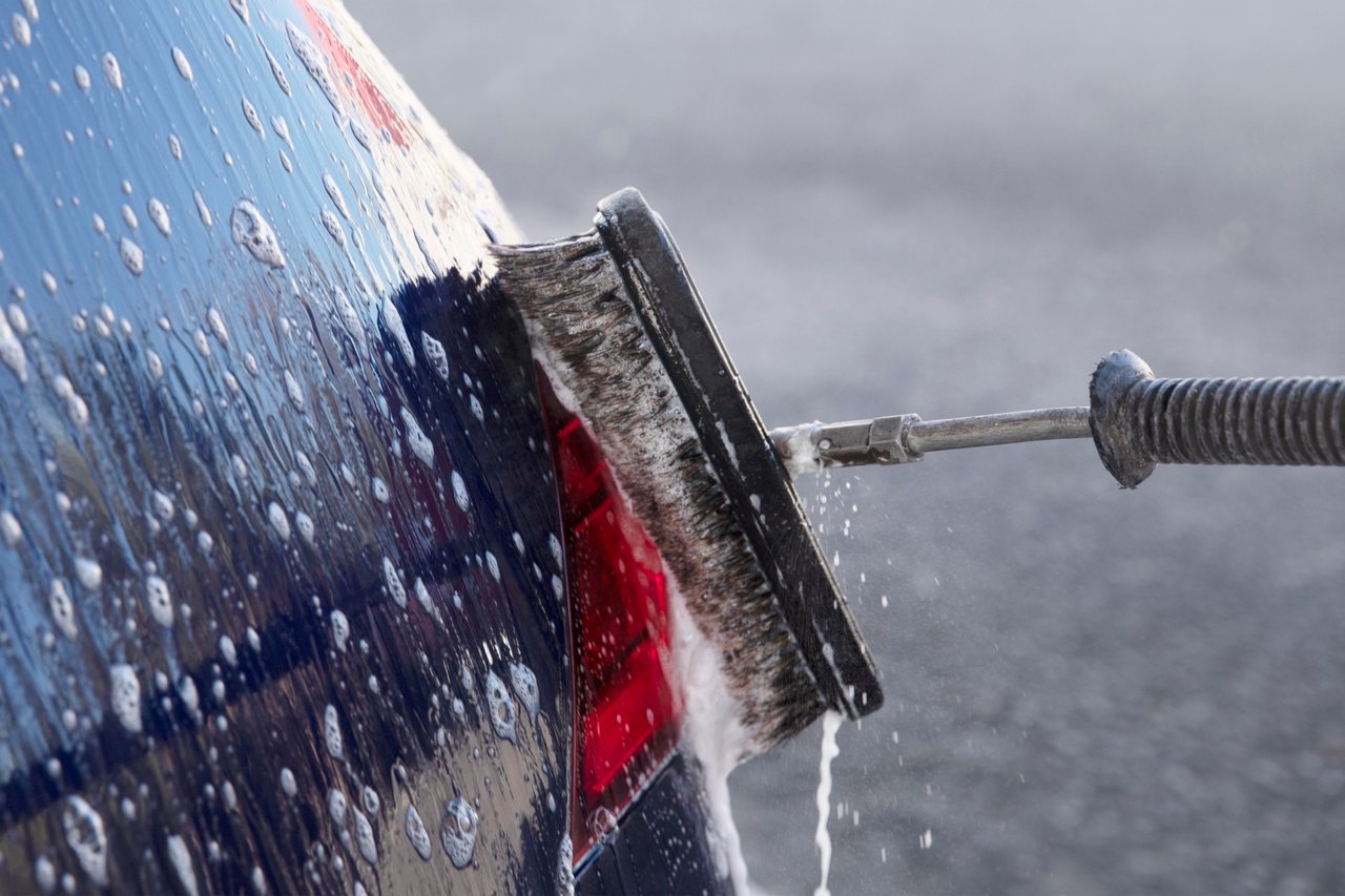 Close up car care washing
