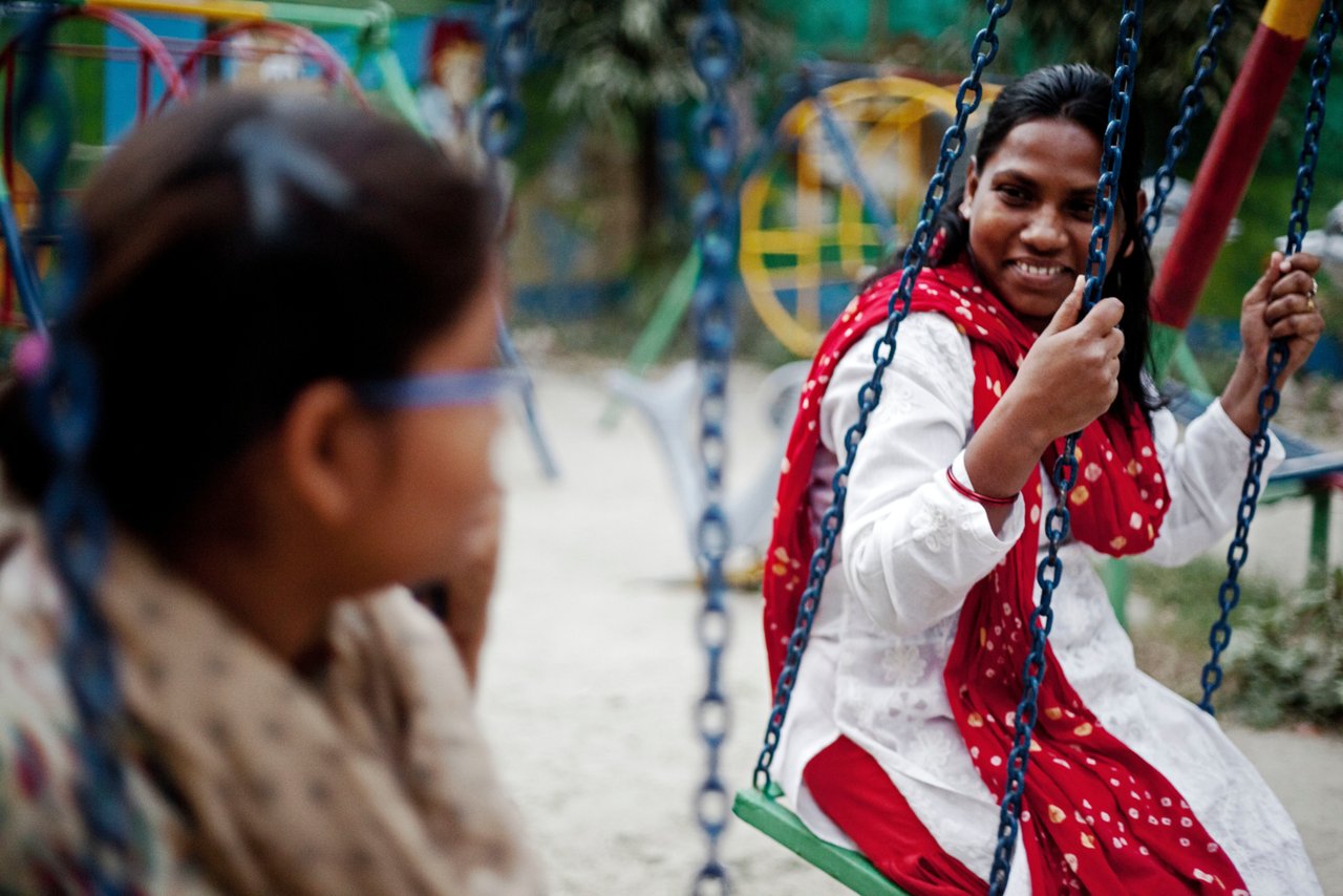 Social worker Sunemiya swings with survivor Kashi jpg 2016 06 Kashi Approved for Full Use